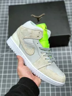 Air Jordan Shoes Sales Shop 43 Air Jordan 1 Mid Vast Grey/Ghost Green-White For Sale