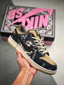 Air Jordan Shoes Sales Shop 49 Travis Scott X Nike SB Dunk Low Black/Parachute Beige-Petra Brown For Sale